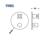 MEDIDAS TERMOSTATICA BAÑO-DUCHA EMPOTRADA MONTBLANC TRES GRIFERIA